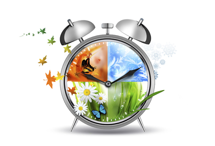 alarm clock with Four Seasons - time concept image