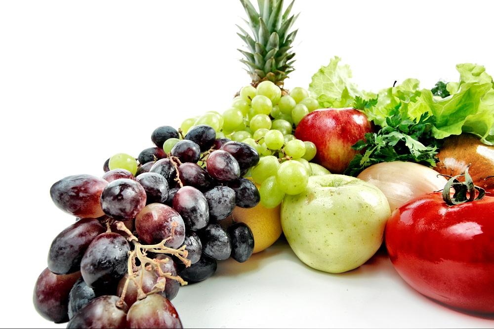 Fresh Vegetables, Fruits and other foodstuffs. Shot in a studio.