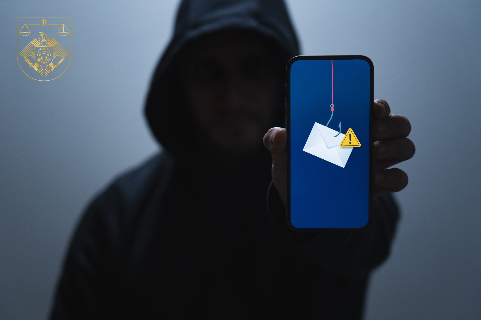 Suspicious Man with Phone Representing Phishing Email Scam