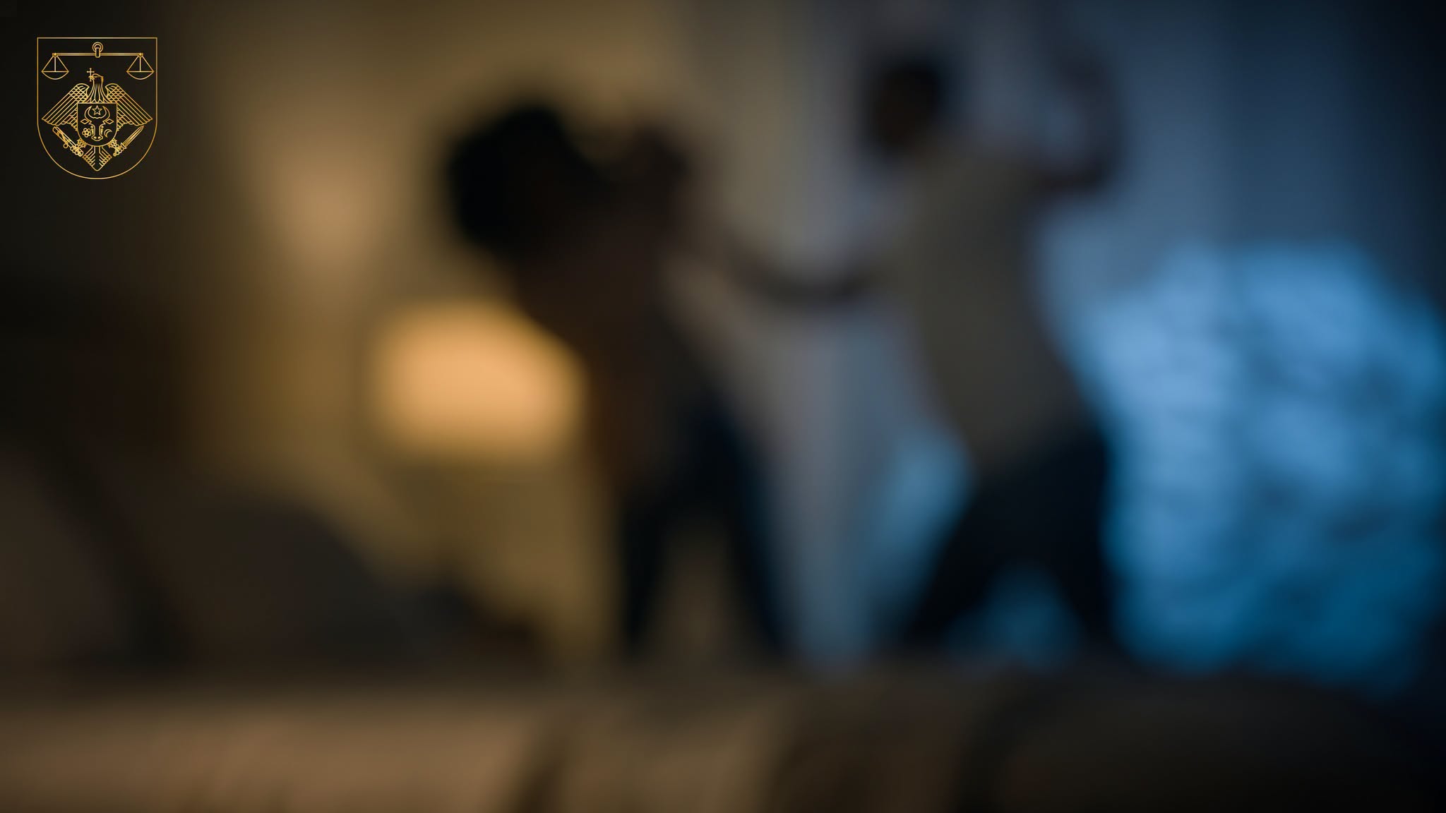 Angry man beat fight woman relationship problems family quarrel domestic violence victim afraid social issues aggression drunk husband violent hitting beating wife at home bedroom at night blurry view